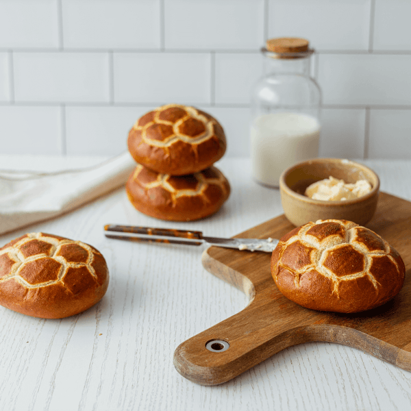 German Vegan Pretzel Sandwich Rolls - table view